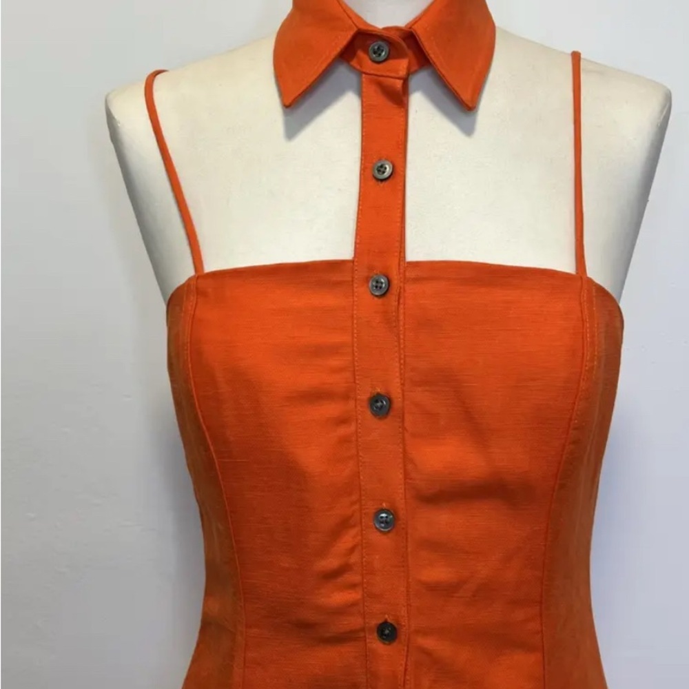 Mara Hoffman Orange Sweetheart A-Line Dress Size 10